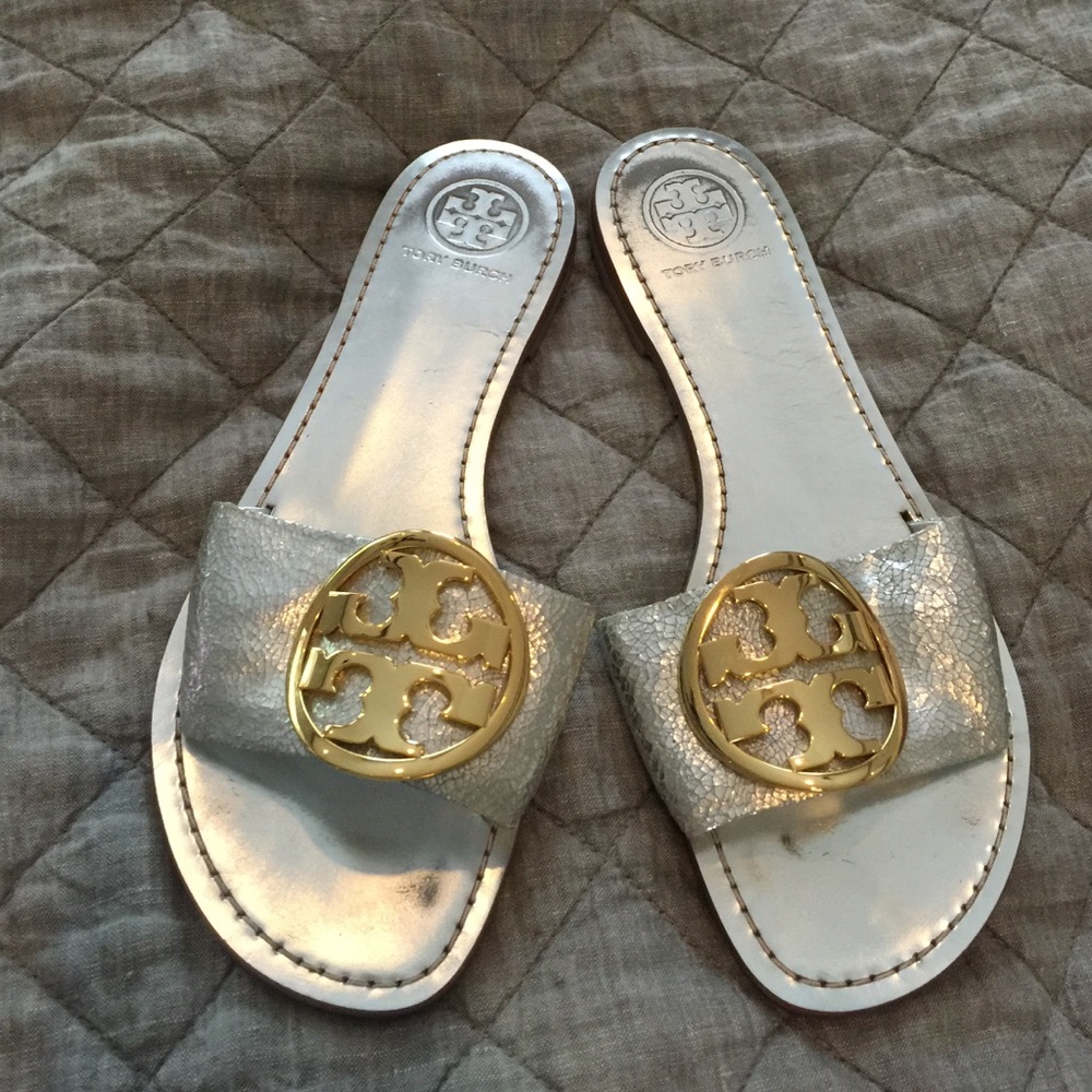 Tory Burch metallic slides size 7.5